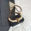 Nova Bolsa de Verão 2025 Estilo Coreano com Bolinhas de Nicho, Bolsa Transversal de Ombro Feminina da Moda, Bolsa de Lona com Bolinhas de Aparência Sofisticada
