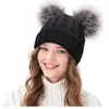 Chapéu de Lã Tricotado Quente Novo Outono e Inverno Amazon Transfronteiriço Camada Dupla de Fleece Orelhas Duplas À Prova de Frio