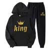 Sudaderas con Capucha Estampadas de Marca de Tendencia Otoñal Europea y Americana para Hombres y Mujeres, Conjuntos Deportivos Casuales y Pantalones de Chándal de Dos Piezas para Parejas