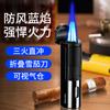 Nuevo encendedor BD8011 de metal con tres llamas azules fuertes y rectas, con navaja para puros, multifuncional y resistente al viento.