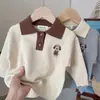 Suéter Base de Algodón con Cuello para Niños y Niñas, Nuevo Otoño/Invierno 2026, Ropa Infantil de Moda con Botones para Bebé