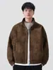 Roupas Masculinas Casa do Bordo / Jaqueta de Couro Forrada Xadrez Primavera e Outono, Simples Jaqueta Melard Desgastada Top