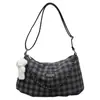 Bolso Cuadros de Gran Capacidad para Mujer 2025 Nuevo Estilo Coreano Bolso Tote Cuadros de Nicho Bolso de Hombro Cruzado de Moda