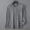 Moletom com capuz de lã pura masculina, moletom com capuz de corte solto, suéter de tricô, novo top versátil macio de manga longa casual para outono e inverno
