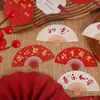 Nueva Tarjeta de Abanico China Retro Festivo Chino Ramo Decoración Tarjeta de Felicitación Bendición Tarjeta de Caja de Regalo Material Floral