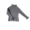 Ropa de punto para niñas al por mayor, Nuevas prendas de punto básicas versátiles de otoño e invierno con cuello de encaje, Tops interiores de manga larga para niños y bebés