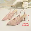 Sandalias de Encaje Calado Nuevas Primavera 2026 Punta Fina Tacones Altos Cómodos Malla Tacón Delgado Zapatos de Mujer Comercio Exterior Transfronterizo