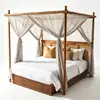 Móveis para hotel B&B, conjunto completo para quarto padrão, cama rústica de madeira maciça, cama vintage, cama wabi-sabi, baú de bagagem, banquinho, customizado de fábrica