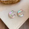 Pendientes de botón geométricos cuadrados y de corazón verdes transfronterizos europeos y americanos, Pendientes de botón de lujo ligero de alta gama, Pendientes de moda exagerados para mujer