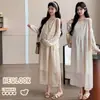 Atuendos de Estilo Francés para Mujeres Embarazadas Verano 2026 Estilo Coreano Protector Solar Cover-Up + Vestido de Tirantes Versátil para Maternidad Conjunto de Dos Piezas