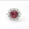 Anillo de imitación de rubí natural de Mozambique cultivado con forma de torre de azúcar para mujer, color claro de lujo, traje de tesoro, pendientes de diamantes rojos, colgante