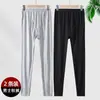 Calça de modal outono masculina fina verão ultra fina calça de ar condicionado respirável meia-idade plus size calça de linha leggings largos