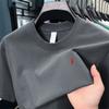 Camiseta de Manga Corta para Hombre 100% Algodón Puro Transfronteriza Verano 2026 Cuello Redondo Holgada Versátil Cómoda Casual Top Bordado