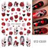 BELLEZA COMPLETA Nueva pegatina de arte de uñas de gato KT para el Día de San Valentín Mezcla de pegatinas adhesivas rojas para uñas con parte trasera caliente