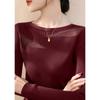 Transfronteiriço 2025 Tricô de Manga Longa Feminino Gola Redonda Pulôver Base Malha Fina Estilo Coreano Cor Sólida Senso de Design Comércio Exterior Elegante