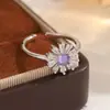 Anel Aberto Zircônia Girassol Super Brilhante Estilo Coreano, Anel Ajustável Versátil de Luxo Leve, Disponível em Várias Cores, Joia para o Dia a Dia