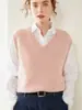2025 Nova Malha de Cashmere Outono e Inverno Colete Sem Manga Feminino Colete Gola V Outer Colete Quente Moda