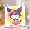 Pintura de Diamantes para Niños Kuromi Hecho a Mano DIY Pintura de Pegatinas de Diamantes Sanrio Pintura de Diamantes con Diamantes Completos 5D Tamaño Pequeño