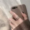 Anillo Doble Capa de Estrella y Luna Temperamento Femenino Viento Frío Anillo Ajustable para Dedo Índice Diseño de Nicho