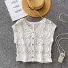 Estilo Étnico Nuevo Chaleco de Ganchillo Calado Moda Primavera para Mujer Holgado Popular Nicho Cárdigan Top