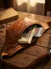 Bolso Cruzado Vintage de Cuero Curtido Vegetal con Pliegues de Color Desgastado, Estilo Europeo y Americano Casual para Viaje con Gran Capacidad de Almacenamiento, Bolso de Hombro, Bolso de Pecho