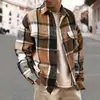 Nueva Chaqueta Casual de Manga Larga a Cuadros con Solapa Retro para Hombre de Moda Europea y Americana TEMU Cepillada