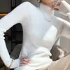 Suéter de Malha Feminino Outono/Inverno Novo Estilo Fashionável Chique Elegante Gola Meia-Alta Roupa de Baixo Camada Base