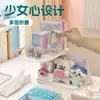 Prateleira de Armazenamento de Mesa Feminina Prateleira de Armazenamento Dobrável Multicamadas Organizador de Material de Escritório de Mesa de Dormitório Armazenamento de Cosméticos
