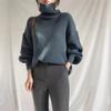 Estilo K Retro Cuello Alto Grueso Color Puro Versátil Tejido de Punto Suéter para Mujer Otoño e Invierno Nuevo Suelto Perezoso Moda Tejido de Punto
