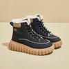 Ins Botas Martins forradas de lã da moda para mulheres 2024 inverno novos sapatos casuais botas de motocicleta quentes aumentadas para estudantes KT2816