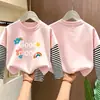 Linda camiseta básica de manga larga para niñas, colección primavera/otoño 2026, camiseta elegante de cuello redondo, algodón puro, aspecto en capas, para niños de talla mediana y grande