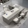 Mesa de escritório, mesa executiva, conjunto de mesa e cadeira simples e moderno, mesa executiva grande, espessada, estilo luxo leve, adequado para chefes, presidentes, gerentes e supervisores