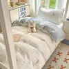 Conjunto de três peças para dormitório universitário, algodão puro, novo conjunto de cama com tema de desenho animado 2025, lençol de cima, capa de edredom, lençol com elástico