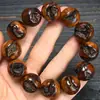 Pulsera de Madera de Azufaifo Natural Recolectada a Mano Sin Rayos, con Colgante de Vajra, Cuentas Budistas Estilo Chino para Hombre
