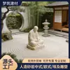 Estátua de Buda Estilo Chinês Pedra Imitação Escultura Redonda Design de Personagem Temático Escultura Redonda Feita Sob Medida em Material de Arenito Imitação para Decoração de Teatro e Centro Cultural