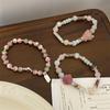 Pulseira de Pedra Shoushan Colorida em Formato de Coração para Meninas de Verão para Mulheres, Pulseira Doce de Alto Padrão, Versátil, Cor Macaron