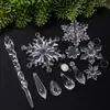 Haobei Suprimentos de Decoração de Natal Novos Transfronteiriços Tiras de Gelo de Natal Flocos de Neve Transparentes Bolas de Mirtilo Cones de Gelo Acrílicos