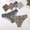 Roupas Íntimas Femininas Europeias e Americanas Plus Size com Estampa de Leopardo Pura Seda de Gelo com Parte Inferior de Algodão Peça Única Cintura Baixa Calcinhas Femininas Fábrica