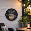 Letrero Decorativo Inglés Tema Café Cruzado 20/30cm Serie Capuchino Pintura Redonda de Hoja de Lata