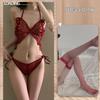 Shuoyao lingerie sexy sexy see-through malha paixão borboleta três pontos sem costas engrenagem aberta livre fora uniforme terno 268