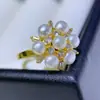 Conjunto de Três Peças de Brincos de Pérola Genuína Floco de Neve, Luxo Acessível e Elegante Girassol, Pérolas de Água Doce de Alta Qualidade, Agrupamentos Populares de Flores Pequenas