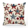 Funda de Almohada Día de la Independencia Americana Bandera Nacional Retro Letras Lino Cojín Estampado de Estrellas Decoración de Festival para el Hogar
