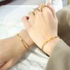 Ins simple geométrico hueco rectangular costura doble capa cadena pulsera femenina titanio acero una pieza entrega estilo mismo que celebridad de internet