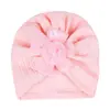 Acessórios de cabelo para bebê de comércio exterior INS, touca fetal jacquard, flor para bebê menina, cor sólida, perolado, touca indiana, 6 cores