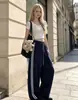 Amazon Europa Transfronteiriço Outono 2026 Calças de Cintura Alta Largas Color Block Wide Leg Estilo Casual Spicy Girl Calças Banana Femininas