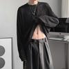 Camisa plisada de manga larga extragrande para hombre, estilo Pure Lust, con bajo alto.