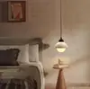 Lámpara de araña LED retro de tres cabezas para mesita de noche de dormitorio de piedra translúcida millennial, colgante pequeño retro para vestíbulo, comedor, isla