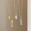 Collar Colgante de Metal con Forma de Estrella Ovalada y Espina de Pez Inspirado en el Diseño para Mujer, Personalidad de Nicho, Gargantilla de Moda de Lujo Ligero, Cadena para Clavícula