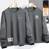 Sudadera de otoño e invierno para hombre, corte holgado, forro polar, sin capucha, cuello redondo, camiseta de manga larga, talla grande, moderna, versátil y cómoda