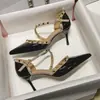 Punta Aguda Hebilla de Pedrería Tacón de Aguja Verano 2024 Nuevas Sandalias Tacones Altos de Mujer Zapatos de Mujer Europeos y Americanos Talla Grande Zapatos de Mujer